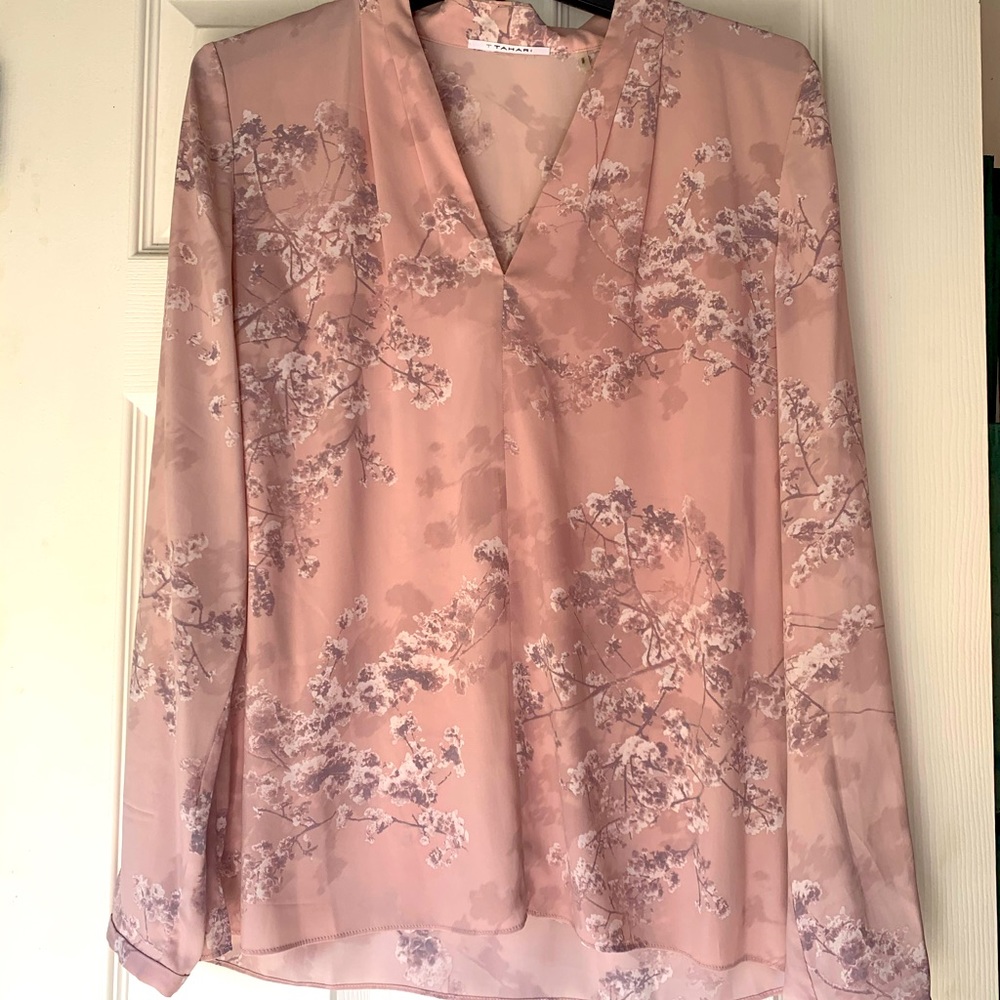 Tahari silk flowered blouse